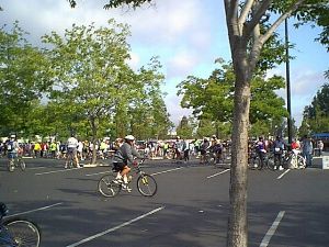 People warming up before the ride
